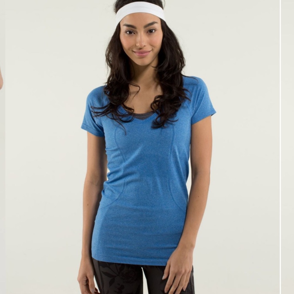 Heathered Baroque Blue lululemon swiftly tech v neck size large